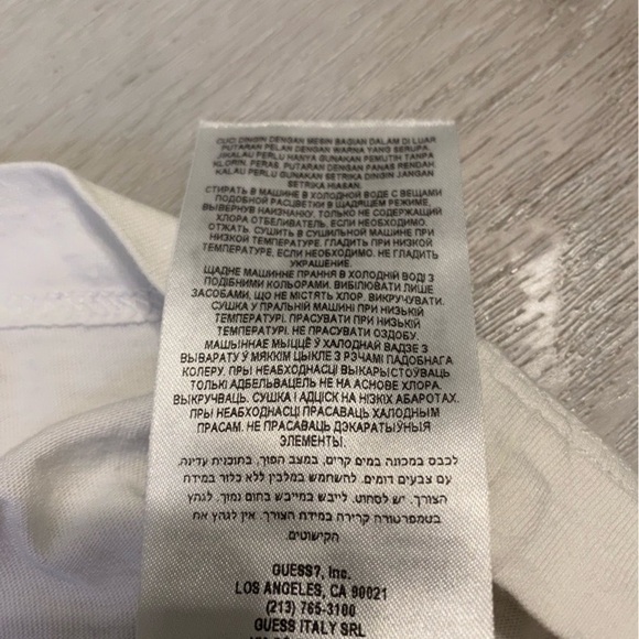 Guess White/Navy Ringer Retro Embroidered Logo T-Shirt, size L - Picture 7 of 10